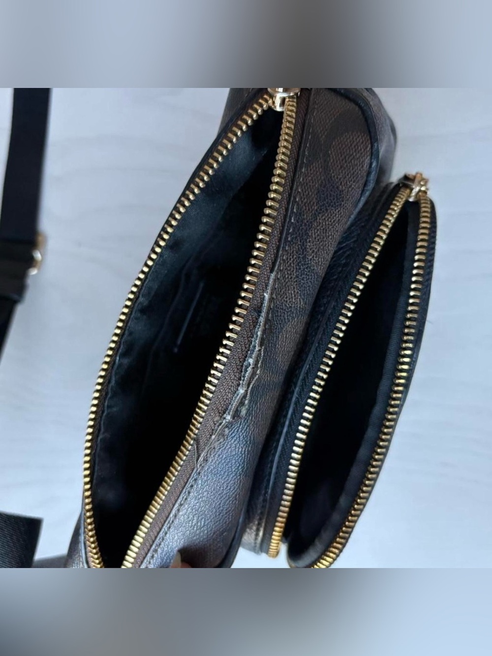 Coach Black Brown Leather Belt Bag - Picture 3 of 7
